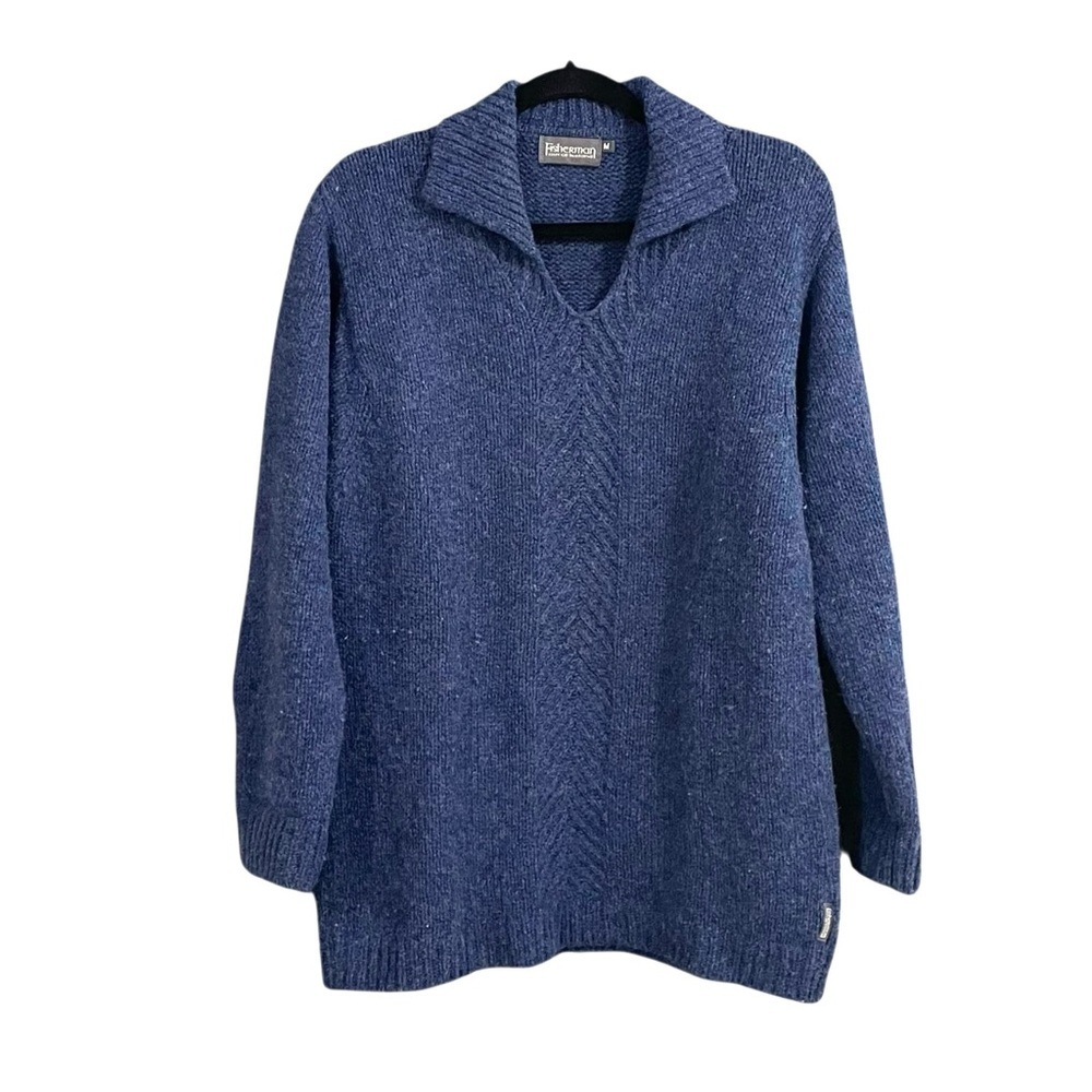 FISHERMAN OUT OF IRELAND Wool Pullover Sweater Navy Blue M